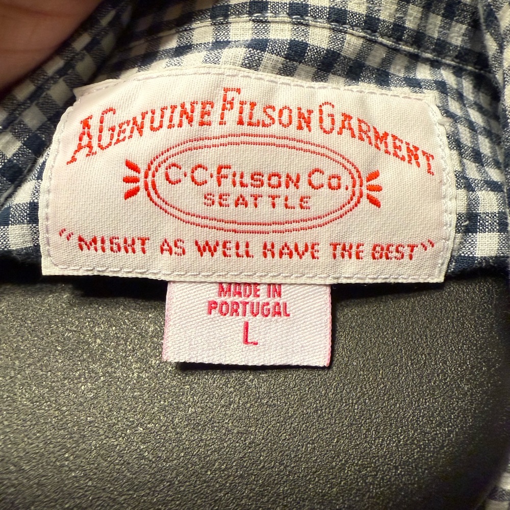 C.C Filson Co Dress Shirt  Plaid Blue %100 Cotton Men’s Large - Picture 5 of 9